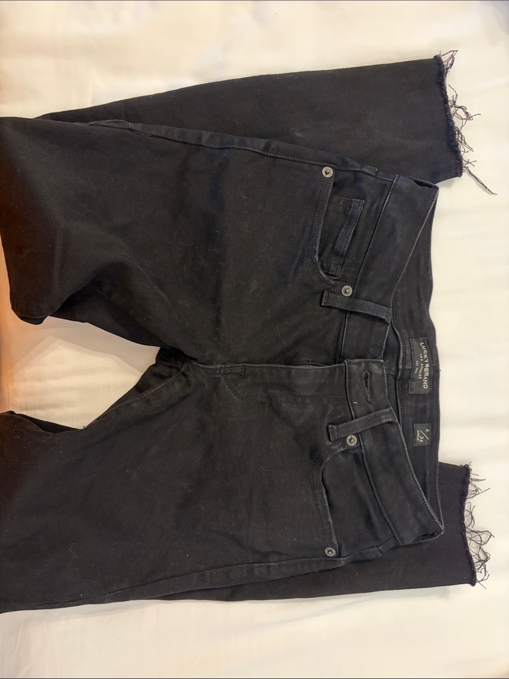 Lucky Brand Black Raw Hem Wide Leg Jeans size 2 Ank